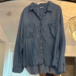 Caslon Light Blue Denim-Style Women's Button-Down Shirt